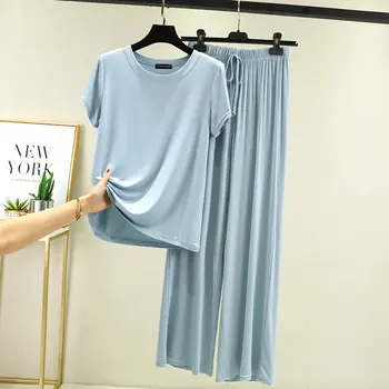 Fdfklak 2021 Uue Liikumisviisi Pajama Komplekti Naiste Lounge Armas Sleepwear Lühikesed Varrukad Vabaaja Nightwear Suured Suurused M-XXL Naiste Pijamas
