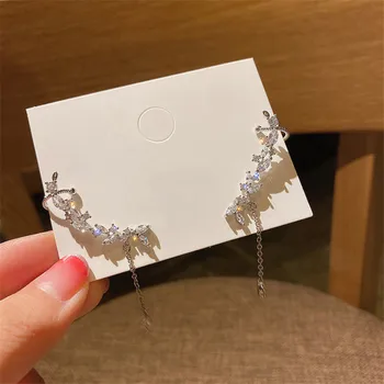 FYUAN korea Stiilis Lehed Tsirkoon Tilk Kõrvarõngad Naiste Pikk Tutt Geomeetriline Crystal Avaldus Kõrvarõngad Ehted
