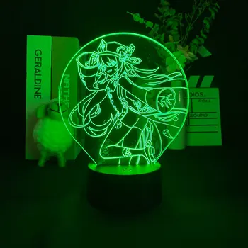 Genshin Mõju Hu Tao 3D Öö Valguses Äratuskell Baasi Tuba Teenetemärgi Teismeline Tabel Kerge Mäng Anime Fänne Üle Sünnipäeva Kingitus