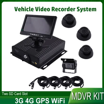 GPS 4G WIFI 4 Channel Car DVR H. 265/H. 264 SD-Kaardi DVR Recorder koos G-sensor for Auto Takso koolibuss Järelevalve