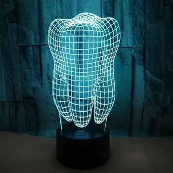 Hammaste Tüüp Värvikas 3D Led Lamp 3D Hamba Kalle Valguse hambakliinik Kunsti Artware Hambaravi Näitab, Sünnipäev, Jõulud Kingitus