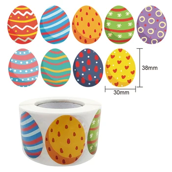 Happy Easter Egg Kleebis Rulli Lapsed Ovaalse Kujuga 500pcs/rull 9 Peace Muna Kujunduse Kingituse Pakkimine Koti Kasti Teenetemärgi Sildid