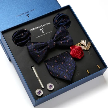Hot müük kikilips Tütarettevõtjate Tasku Ruutu Cufflink Set Clip Necktie Kasti Dropshipping rõivamanused Paisley