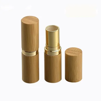 Hulgi-12.1 MM Bambusest Tühi Huulepulk Torud Paagi Lipgloss huulepalsam Torud Bambusest Gold Shell MakeupLip Kinni Pudel Torud
