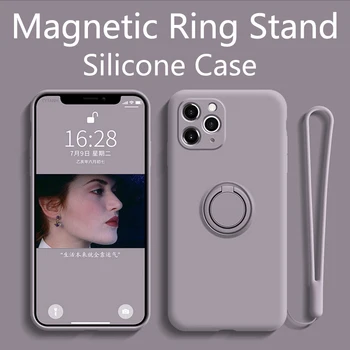 IPhone 11 Pro Juhul Silikoon Koos Ringi Omanik, Magnet Kate iPhone 12 Pro XR Max X S Max 7 8 Plus SE 2020 TPÜ Kate