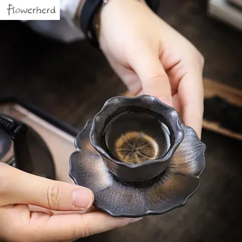 Jaapani Stiilis Lotus Keraamiline Tee Tassi Teaware Kung Fu Tee Set Loominguline Retro Keraamika Teacup koos Coaster