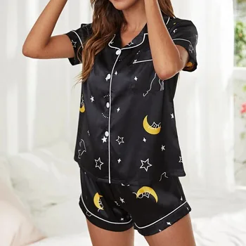 Jodimitty Naiste Pajama Komplekt 2 Tükki Naiste lühikesed Püksid Sleepwear Nuppu Nightwear Pijama Suvel Lühikesed Varrukad Pidžaamad Naiste Homewear