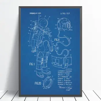 Jõulud Lõuendile Maali Astronaut Ruumi Ülikond Patendi Plakati Print Kosmoses Plaan Kunsti Seina Art Toas Seina Home Decor