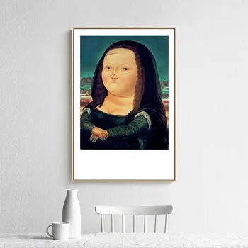 Kaasaegne Minimalistlik Art Deco Lõuendile Maali Poster Lõbus Q Versioon Mona Lisa Portree Frameless