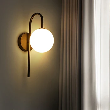 Kaasaegne voodi kõrval Seina Lamp 5W Põhjamaade LED Seina Tuled Magamistuba, elutuba Must Klaas Palli Seina Sconce Koos G9 Blub Soe Valgus