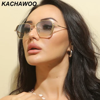 Kachawoo metallist hulknurga päikeseprillid naiste mood päikeseprillid meestele unisex sinine pruun kalle läätsed Euroopa stiilis dropship