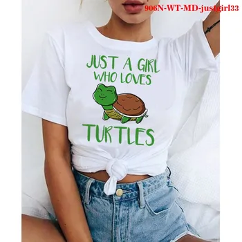 Kawaii Loomade Kilpkonn Prindi Tshirt Lihtsalt Tüdruk, Kes Armastavad Naljakas Lause Naiste Armas Korgid Suvel Pluss Suurus Tshirt Naiste Riided