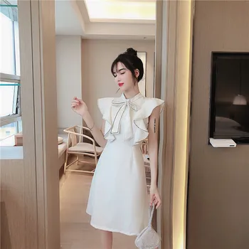 Korea Riided Suvel Stiilis Kleidid Ruffles Naistele, Valge moebrändiks Daamid Kõrge Kvaliteedi Vibu-line Kleit Uus Naine