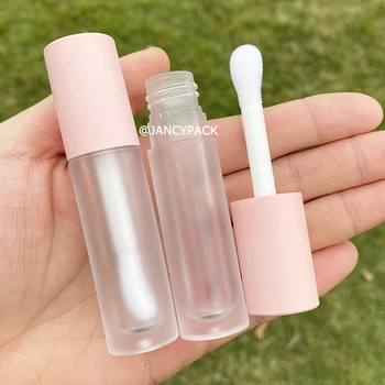 Kosmeetika plastikust läbipaistev luksus selge, pudel suur võlukepp harja tühi roosa valge huuleläige, torud ringi huulepalsam toru custom logo
