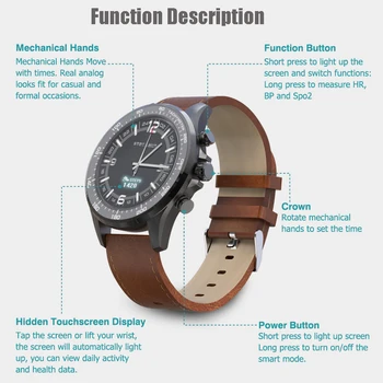Luksuslik Meeste Smart Watch Hübriid Smartwatch Mehaanilised Käed Tegevuse Magada Fitness Heart Rate Tracker Ühendatud GPS