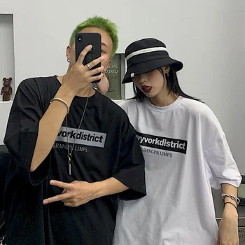 Lühikeste varrukatega T-särk Meestele Tshirt Naiste Harajuku Punk Riided Pluss Mood Naine Tshirts korea Retro Suvel Kiri Print Paar