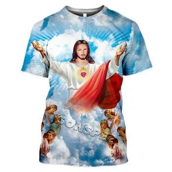 Meeste Seeria Riietus Casual Streetwear Harajuku Jumal Cartoon Meeste T-särk Usuliste Jeesus Kristus 3D-Printimine Meeskonna Kaela Top Šor
