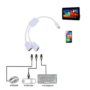 Micro-USB-2 OTG Hub Adapter Kaabel Dual Port Y Splitter for Tablet PC Telefoni Kaardi Lugeja, Hiir, Klaviatuur, Komponent Arvuti