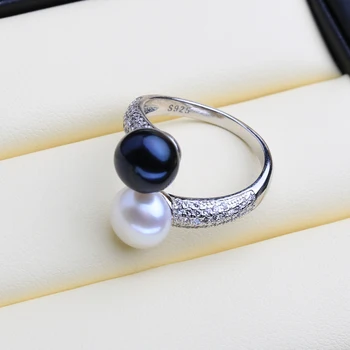 MINTHA Pearl Ehted topelt Pearl rõngad Looduslikku Magevee Pärl sõrmused 925 Hõbe rõngad naiste võlusid hõbe 925 originaal