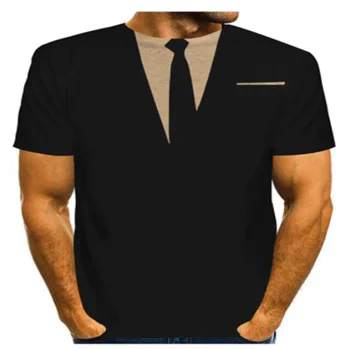 Moodne Meeste T-särk 3D Ülikond, Lips Print T-särk Top Lühike Varrukas Kaeluse ümber Slim Fit T-särk Mood sport hingav