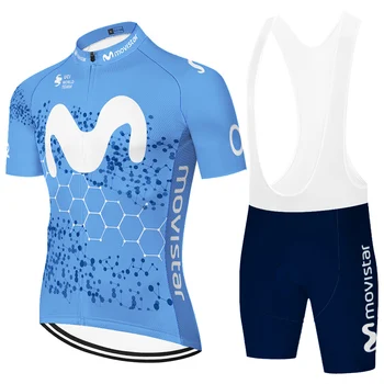 Movistar 2021 Pro Jalgratta Meeskond Lühikesed Varrukad Maillot Ciclismo Meeste Jalgrattasõidu Jersey MTB Suvel hingav Rattasõit Riiete Komplektid