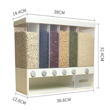 Multifunktsionaalne Riisi Kopp Teravilja Dispenser Niiskusekindel Plastikust Kasti Automaatne Vertikaalne Riiul Toidu Ladustamise Mahuti