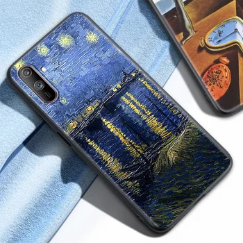 Must Pehme Puhul Realme 6 7 Pro C3 5 8 XT GT Neo X50 C15 C11, C21, C25, 7i Luksus Põrutuskindel Telefon Kate Van Gogh Kunsti Esteetika