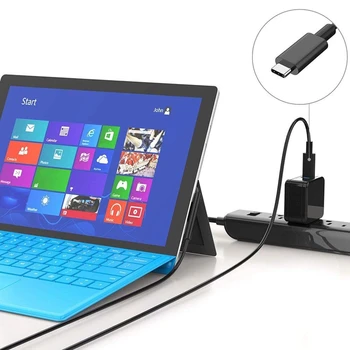Nailonist Punutud USB-C laadimiskaabel (Surface Pro 6/5/4/3 Pind Sülearvuti 1,5 M 45W 15V PD toitekaabel