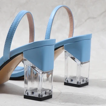 Naiste Sandaalid 2021 Suvel Uus Õhuke Flip-Flops Kõrge Kontsaga Sandaalid Mood Crystal Õõnes Square Kanna Seksikas Pidu Kingad 8.5 CM