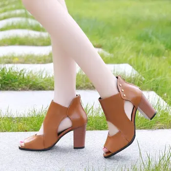 Naiste Sandaalid Sandaalid Uued Suve-2021 Paks Kanna Avatud Varba Sandaalid Seksikas Õõnes Läbi Kõrge Kontsaga Mood Naiste Kingad Suurusele 34-42