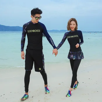 Paar Lööve Valvurid Ujumistrikoo Ujumispüksid Naiste Swiming Sobiks 2019 Tüdrukud Korea Supelrõivad Eraldatud Seelik Pikk Varrukas Surfamine