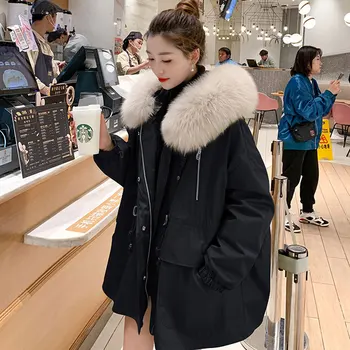 Pai ületada naiste pluss, samet, varruka pikkus 2021 uus talv polsterdatud jope korea stiilis paks mantel tõusulaine