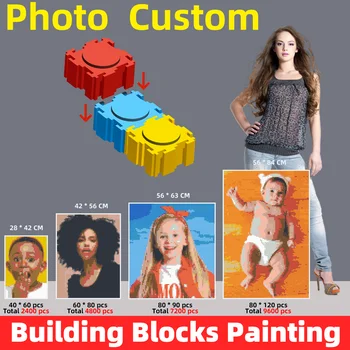 Pixel Art Block Foto Kohandatud DIY Mosaiik ehitusplokid Maali Era-Disain Portree, Maastik Seina Kaunistamiseks Üllatus Kingitused