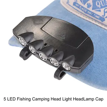 Praktiline Pea Lamp 5 LED Head Light Kalapüügi Väljas Telkimine, Matkamine, Jahindus Müts Tõrvik Hunt Kork Koos Clip