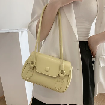 PU Nahk ühtlase Värvi õlakott Naistele 2021 Lukk Käekotid Väikesed Reisi Käe Kotti Daam Ilus Fashion Bags