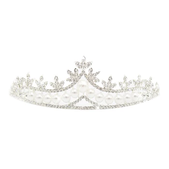Pulmad Pruudi Crystal Pearl Helmed Tiara Peapael Prom Tüdruk Printsess Crown Peakatted Juuste Accessiories NIN668