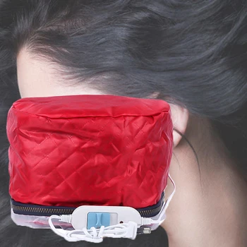 Punane Electric Hair Mask, Küpsetamine, Õli Kork Termilise töötlemise Ilu Steamer Toitev Kütte Temperatuuri Kontrollimise HairCap 220V