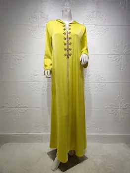 Ramadan Eid Mubarak Naiste Abaya Dubai Türgi Araabia Moslemi Hijab Kleit Jalabiya Hodded Rüü Femme Seal Kaftan Musulmane Islam Riided