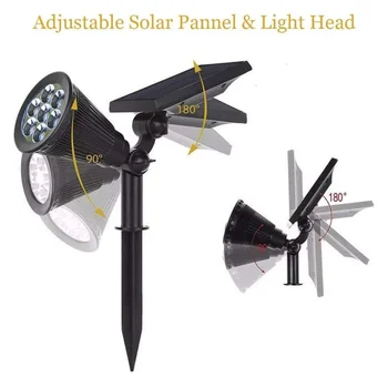Reguleeritav 7 LED Solar Muru Lamp Tähelepanu keskpunktis Veekindel Hele Aia Maastik Lambi Kontroll Paigaldamisel Põranda Aed Valgus Väljas