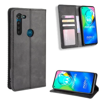 Retro Flip-Raamat, Nahast Kate Motorola Moto G8 Võimu Üks Hyper Magnet klapp rahakoti puhul Moto E6 Mängida Makro telefoni kott