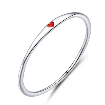 S925 Hõbedase Punane Süda Rõngad, Naiste Mood Standard Ringi Daamid Ehted Paar Sõrme Sõrmus Naised Lihtne Pulm Rõngad Pool
