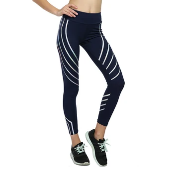 SALSPOR Naiste fitness Säärised Madal Vöökoht laserprinteri Triibuline Legging Naiste Mood Slim elastsusjõu Leggins Naiselik