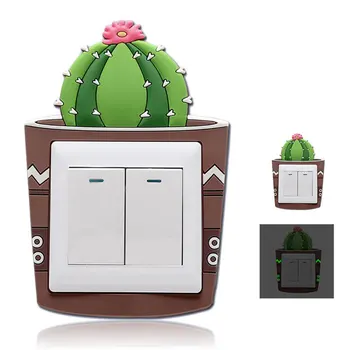 Silikoon on-off Lüliti Kleebised 3D Cactus Päevavalgus Tapeet Lapsed Helendav Valgus Lüliti, Pistikupesa Seina Kleebised Kodus Kaunistused