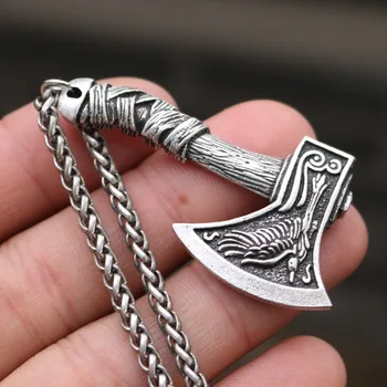 Slaavi Kirves Ripats Kaelakee kahepoolne Rune Viking Odin Raven Hunt Amuletid Trinity Talismans Põhjamaade Vana Pronksist Ehted