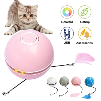Smart Kassi Mänguasi Värviline LED Ise Pöörlev Pall Interaktiivne Kass Mänguasjad Catnip USB Laetav Palli Mänguasjad Kassidele Kassipoeg Kitty