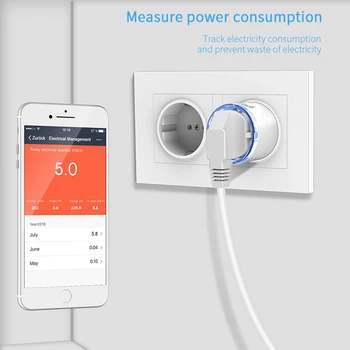 Smart Wifi Pistik ELI 15A Koos Power Jälgida Ajastus Smart Home Traadita Pistikupesa Pistikupesa Töötab Alexa Echo Google Kodu