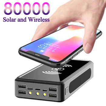 Solar Power Bank Traadita 80000mAh Kaasaskantav Kiire Laadija Powerbank Väljas Reisi Hädaabi Laadija Xiaomi Samsung IPhone