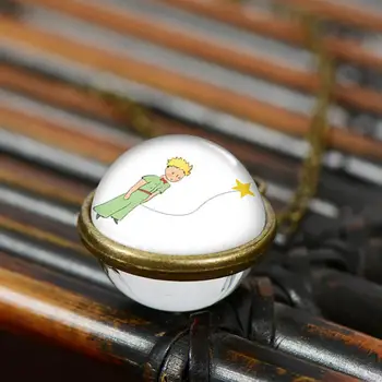 SONGDA Muinasjutt Le Petit Prince Kaelakee Väike Hind Fox Roosi Muster Topelt Pool Klaasi Pall Lapsed Pikk Kett Kaelakee