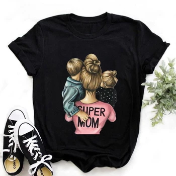 Super MAMA Ema Elu Armastust Graafika Trükitud Naiste Must T-Särk Suvel Baas, O-kaelus Mood Tees Ema Tüdrukud Armas Tshirt