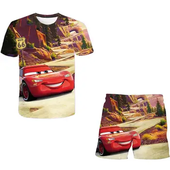 Suvel Poiste Riided, Ülikonnad Kid Cartoon Pixar Cars Lightning Mcqueen T-Särk Laste Tüdruk Lühikese Varrukaga Top, T-Särgid+lühikesed püksid 2tk